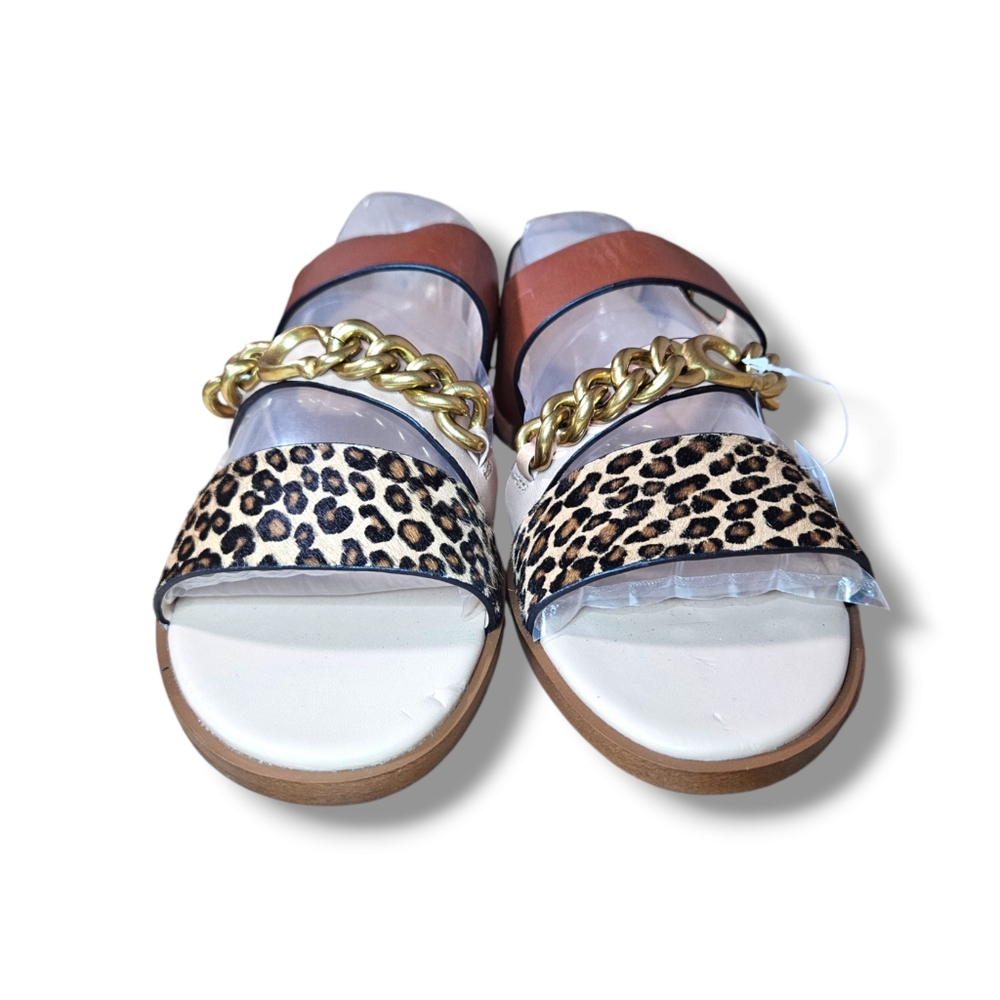 NWT Coach Heather Leopard Print Calf Hair Leather Sandals G4777 Size 7.5B EU38 - Picture 14 of 16